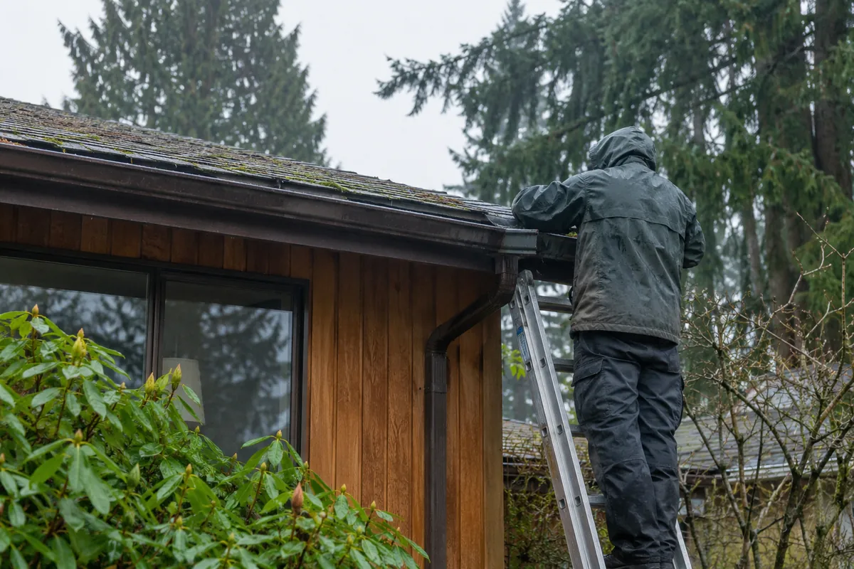 Professional gutter repair on a South King County home